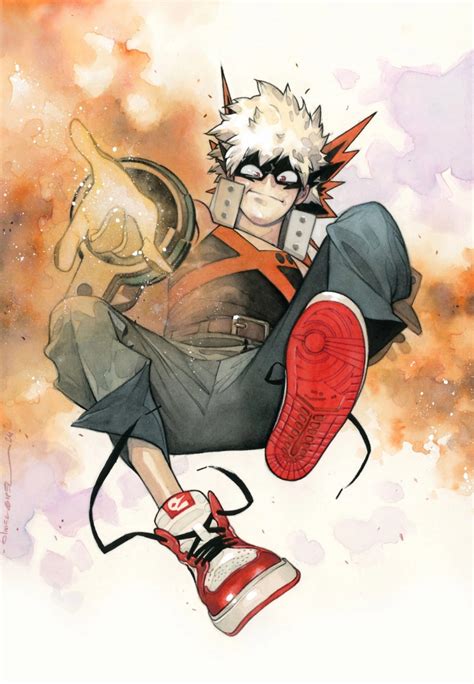 Katsuki Bakugo usando su Quirk Explosión