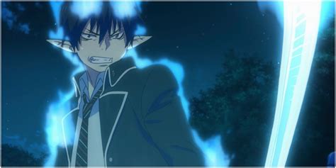 Rin Okumura con llamas azules