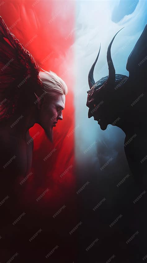 Representación artística de un ángel y un demonio