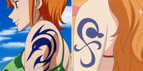 Nami apuñalándose el tatuaje de Arlong en el brazo