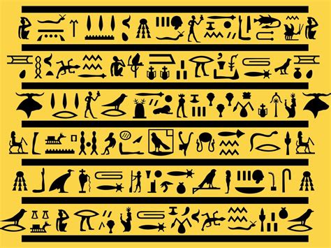 Jeroglíficos egipcios mostrando figuras de diferente tamaño