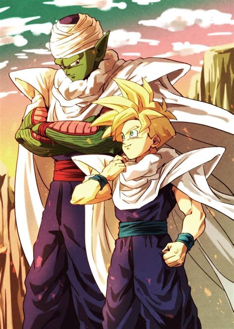 Ilustración de Piccolo y Gohan con expresiones de conflicto y amor