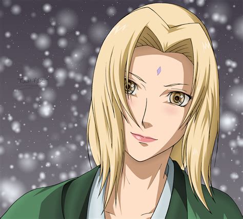 Tsunade aceptando el título de Hokage con determinación.
