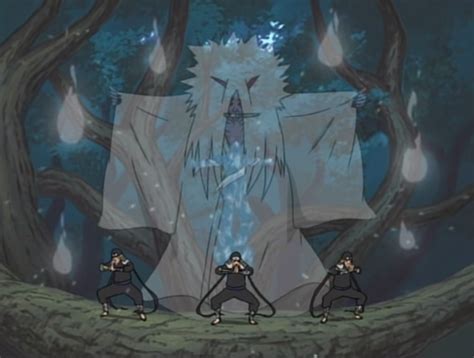Hiruzen usando el Shiki Fūjin
