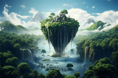 Ilustración de la isla flotante de Skypiea