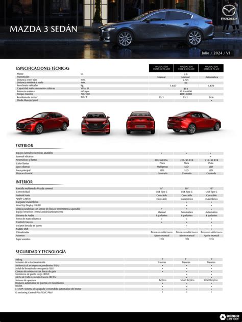 Mazda 3 especificaciones técnicas