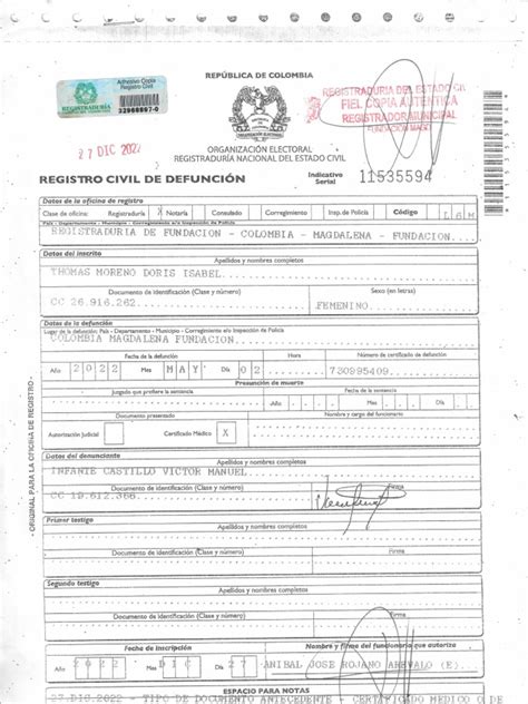 Proceso de registro de defunción en Brasil