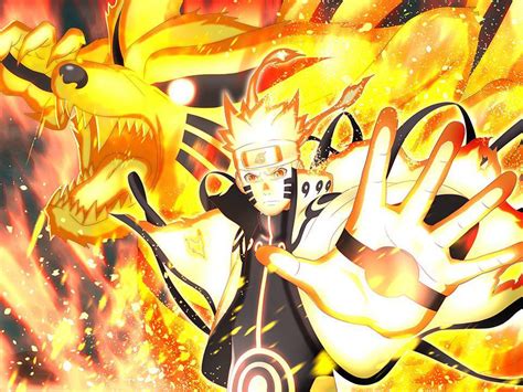 Naruto Uzumaki transformado con el chakra de Kurama