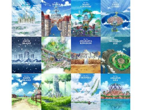 Concept art de las diferentes islas de One Piece