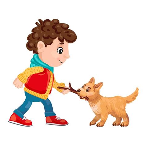 Niño y perro descubriendo un árbol misterioso.