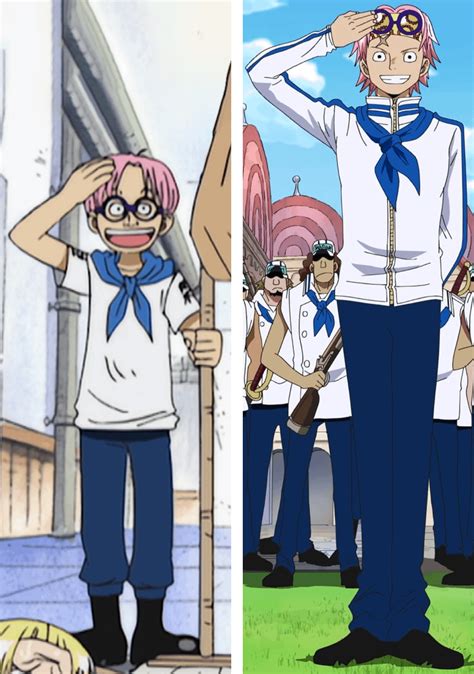 Koby y Helmeppo enfrentándose a Luffy y Zoro