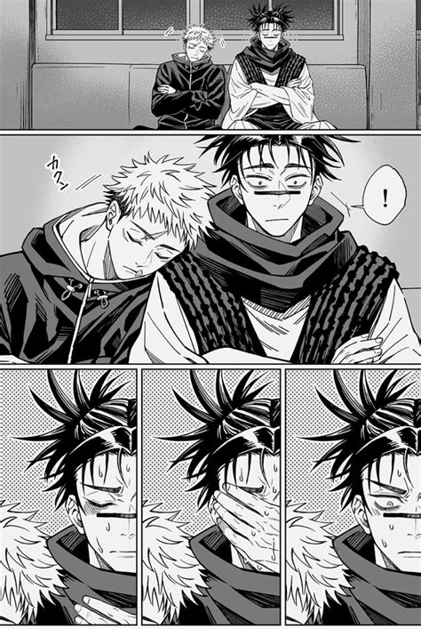 Ilustración de Yuji, Choso y Kamo discutiendo la manipulación de la sangre