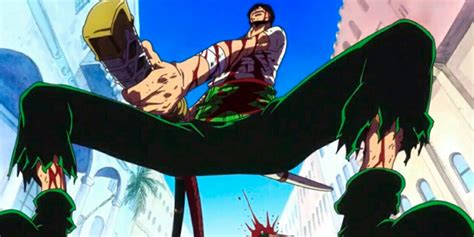 Zoro cortando un tentáculo del Kraken