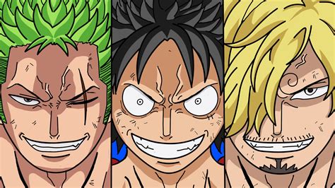 Zoro, Luffy y Sanji discutiendo la dirección en el Nuevo Mundo
