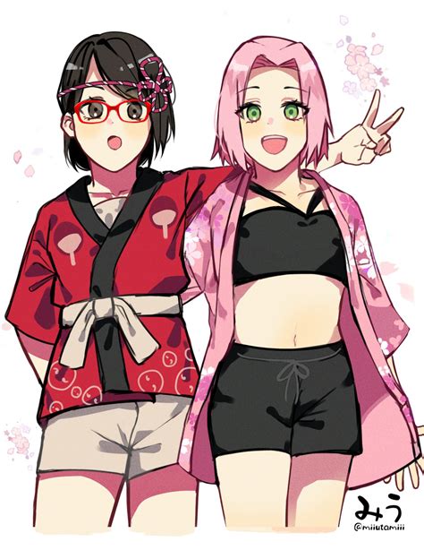 Sakura cuidando a Sarada enferma