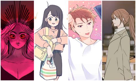 Ilustración de personajes de webtoon en un entorno escolar
