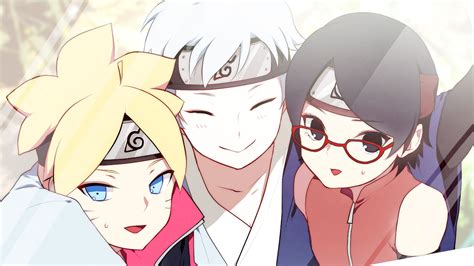 Boruto y Sarada discutiendo sobre Mitsuki