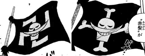 Comparativa de la bandera de Barbablanca en el manga y el anime