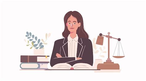 Ilustración de una abogada con expresión decidida