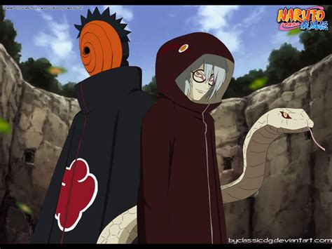 Kabuto y Tobi discutiendo