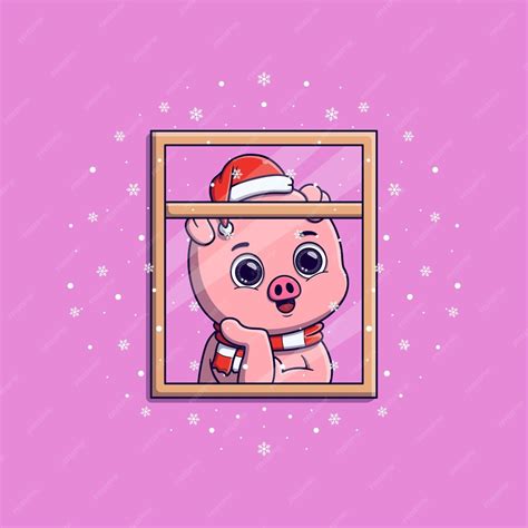 Cerdo hablando y mirando la nieve