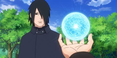 Boruto mostrando su Rasengan a Sasuke