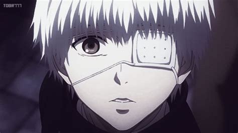 Un dibujo de Ken Kaneki con su característico parche en el ojo.