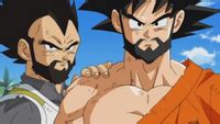 Goku y Vegeta con vello facial