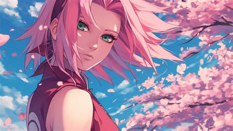 Sakura Haruno en una pose determinada, con un fondo médico o de batalla