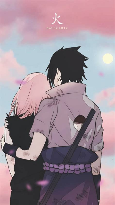Corazón simbólico con los colores de Sasuke y Sakura, o un abrazo apasionado