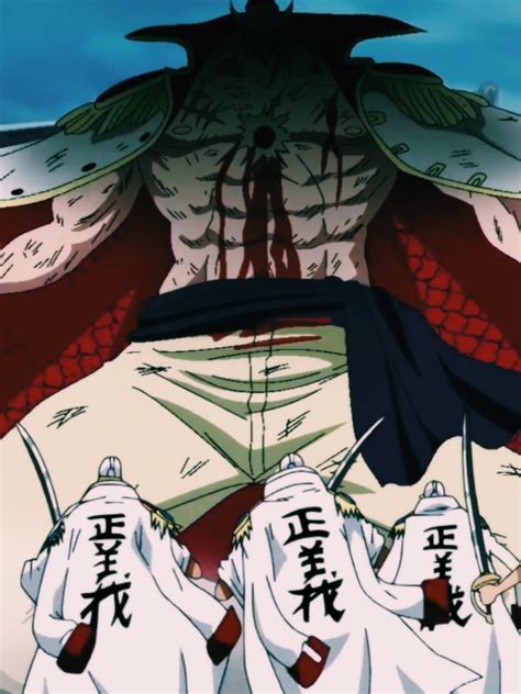 Barbablanca y Luffy en Marineford