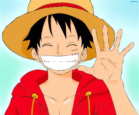 Monkey D. Luffy saludando con una sonrisa