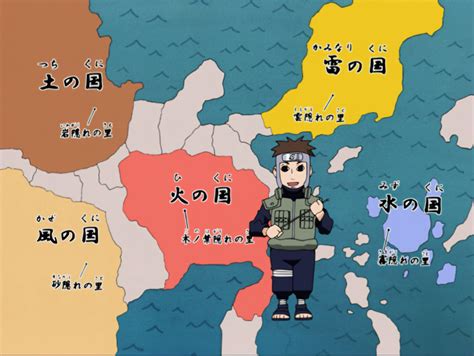 Mapa de las aldeas ocultas de Naruto, destacando Kirigakure