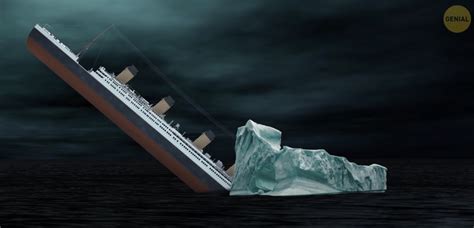 Esquema del impacto del Titanic con el iceberg.