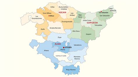 Mapa de Bilbao, País Vasco, España.