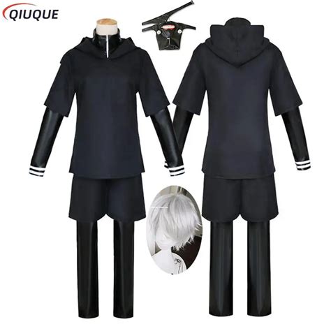 Conjunto de abrigo negro, sudadera y pantalones cortos de Kaneki Ken