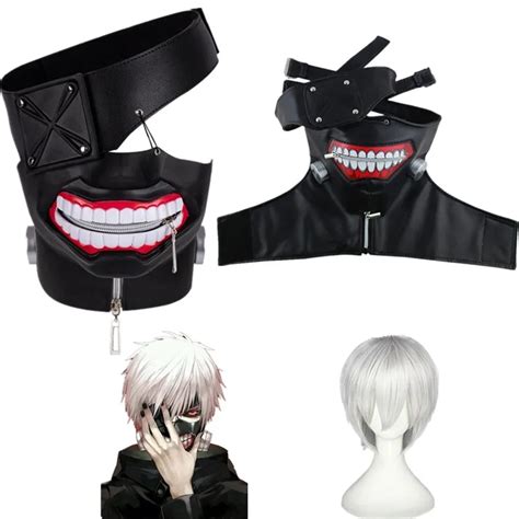 Máscara de cosplay de Kaneki Ken con cremallera