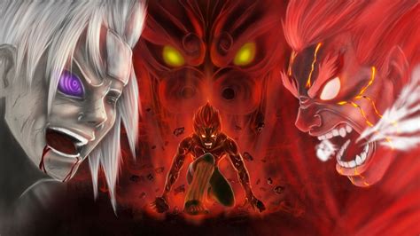 Ilustración de Might Guy usando el Amanecer del Pavo Real contra Madara