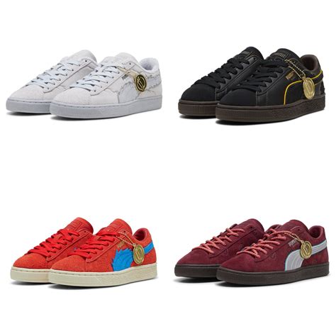 Comparativa visual de las zapatillas PUMA x One Piece inspiradas en Shanks y Luffy Gear 5