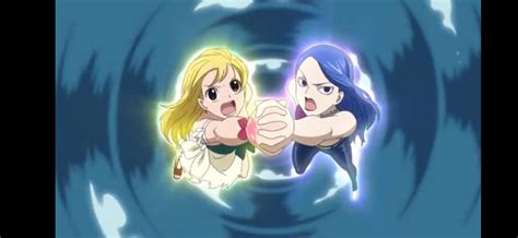 Lucy y Juvia realizando un Unison Raid