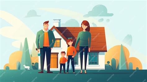 Ilustración de una familia en una casa rural con un ambiente tétrico