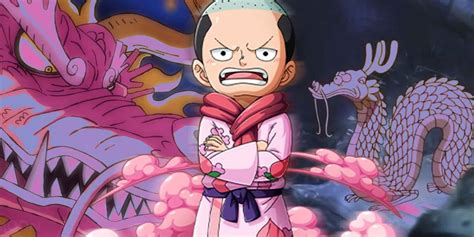 Momonosuke asustado por Doflamingo