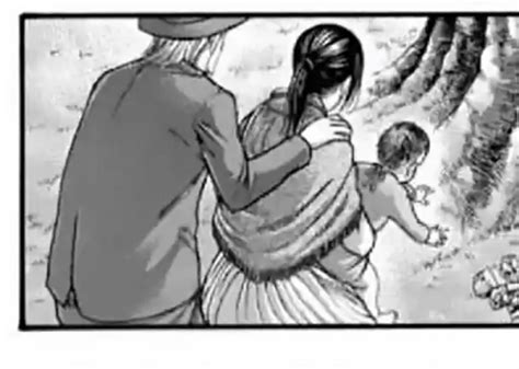 Fan art de Mikasa y Jean con su hijo.
