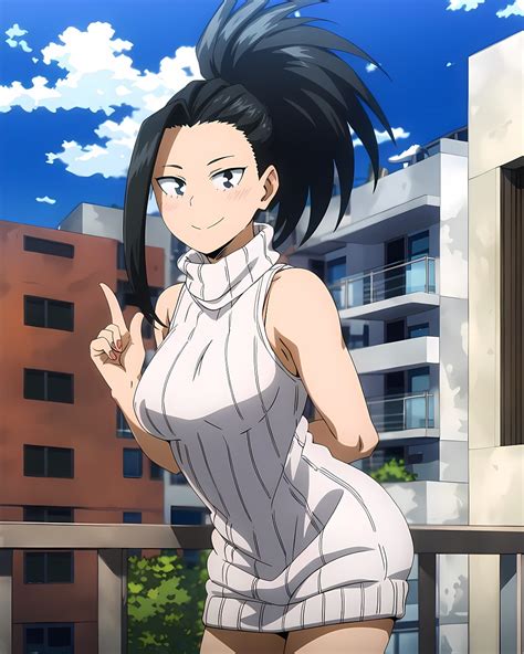 Momo Yaoyorozu en su traje de heroína