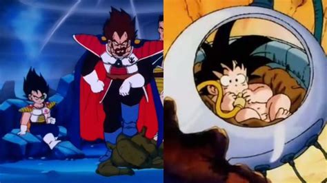 Escena de Bardock enviando a Goku al Planeta Tierra