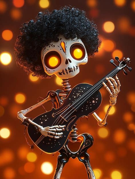 Ilustración de Brook con su afro característico y violín