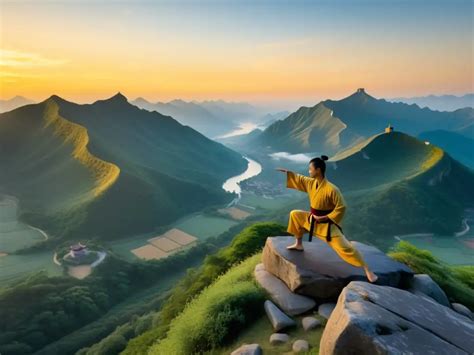 Yang Luo entrenando artes marciales en la montaña