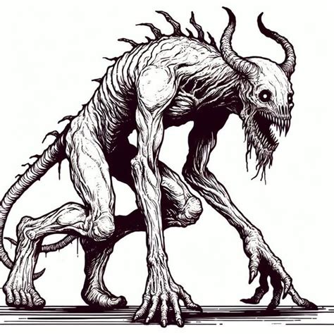 Ilustración de criaturas de terror en manga