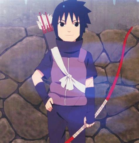 Sasuke Uchiha usando su arco y flecha