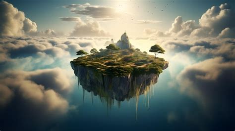 Isla flotante en el cielo
